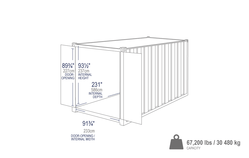 20 ft standard shipping container